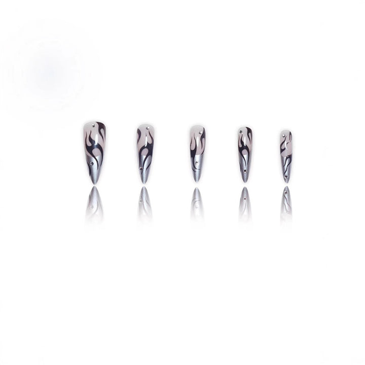 Artistic Flame Design Press-On Nail Extensions Bowlift