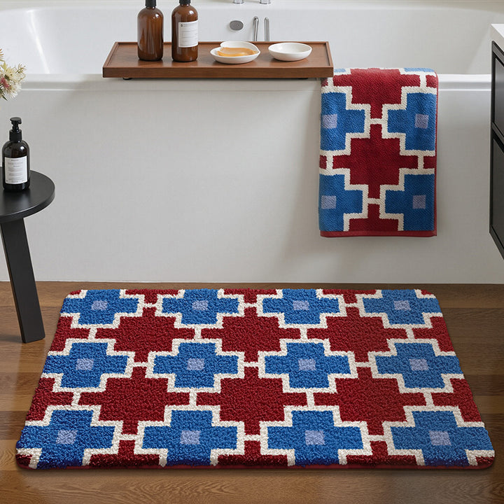 Plush Geometric Bath Mat Bowlift