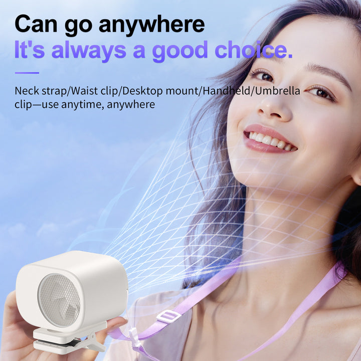 Unisex nan portable clip-on waist cooling fan with LED display Bowlift