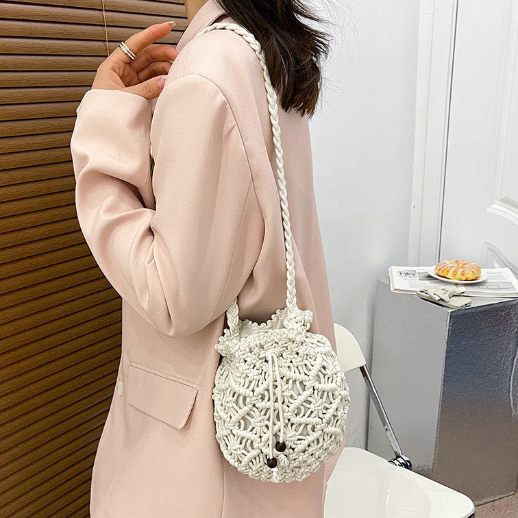 Macrame Messenger Bag with Decorative Pattern Bowlift
