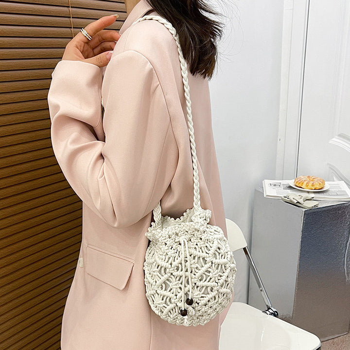 Macrame Messenger Bag with Decorative Pattern Bowlift