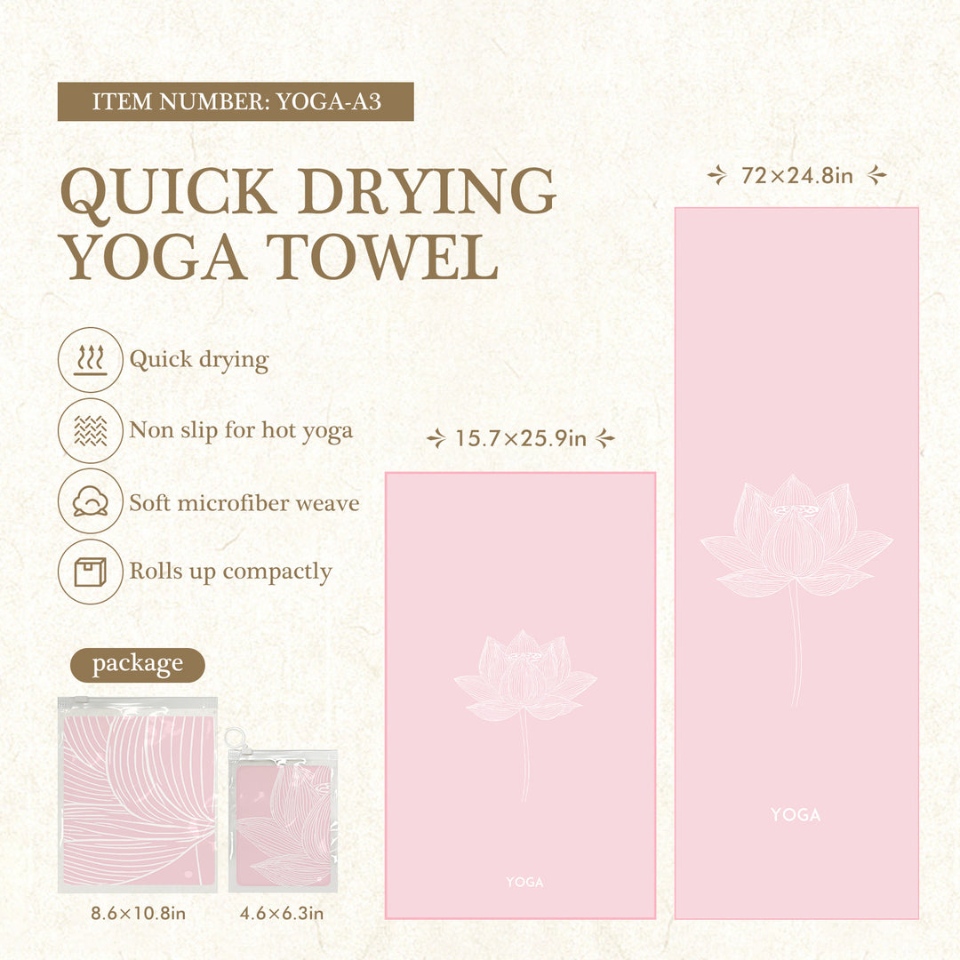 Quick-Drying Non-Slip Microfiber Yoga Towel with Mandala Grip Pattern Bowlift