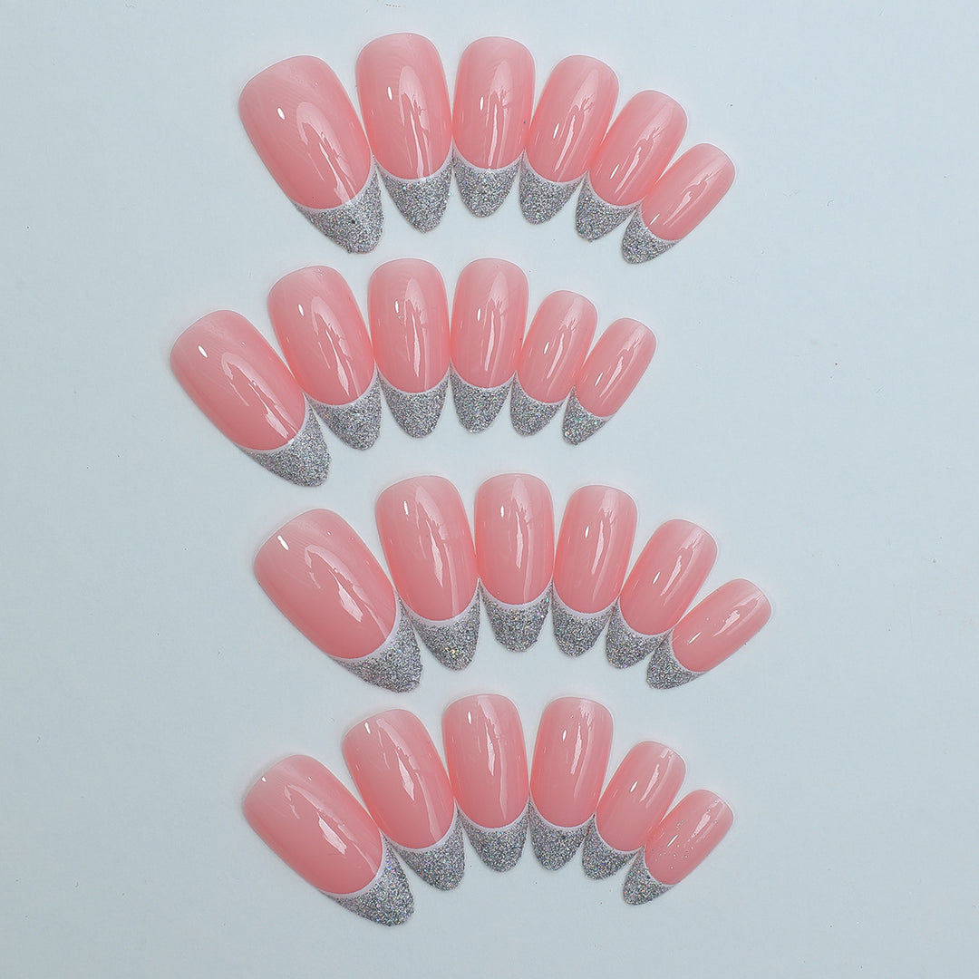 Elegant French Tip Press-On Nail Set Bowlift