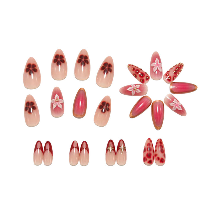 Artificial nails with floral and glitter accents Bowlift