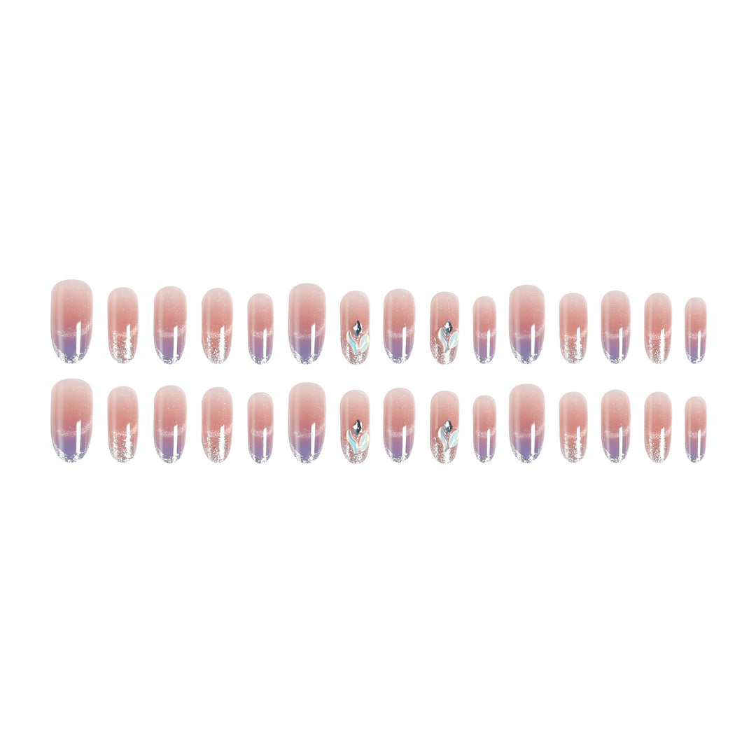 Acrylic nail set with elegant glitter effect and beautified embellishments Bowlift