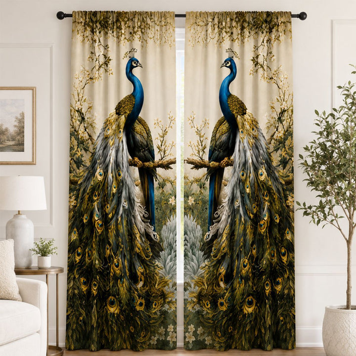 Ornate Bird Patterned Window Curtain