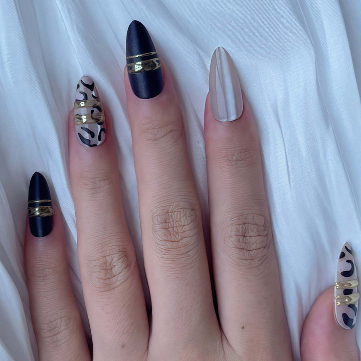 Artistic Press-On Nail Set with Contemporary Patterns Bowlift