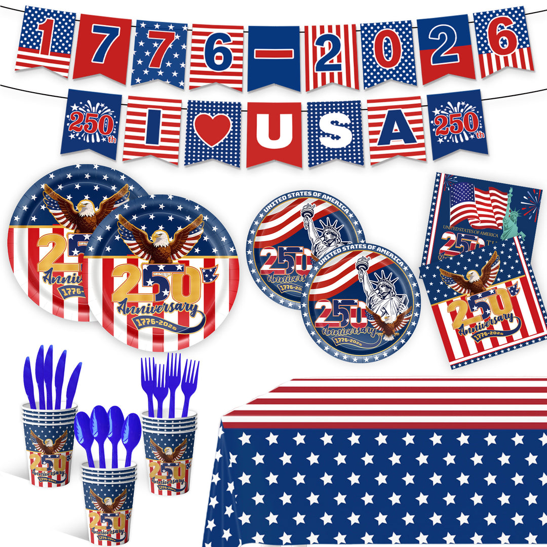 Unisex decorative paper napkins set anniversary motif USA square disposable Bowlift
