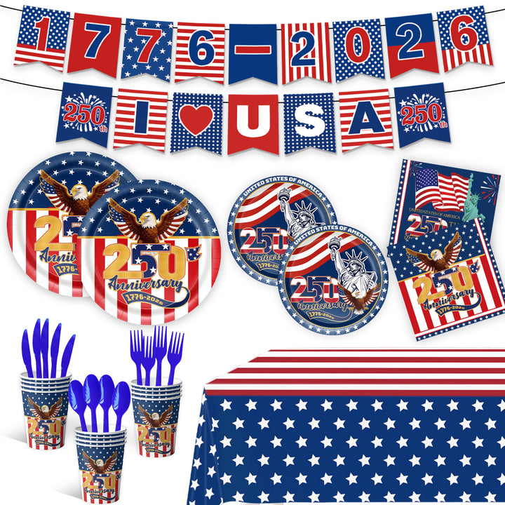Unisex decorative paper napkins set anniversary motif USA square disposable Bowlift