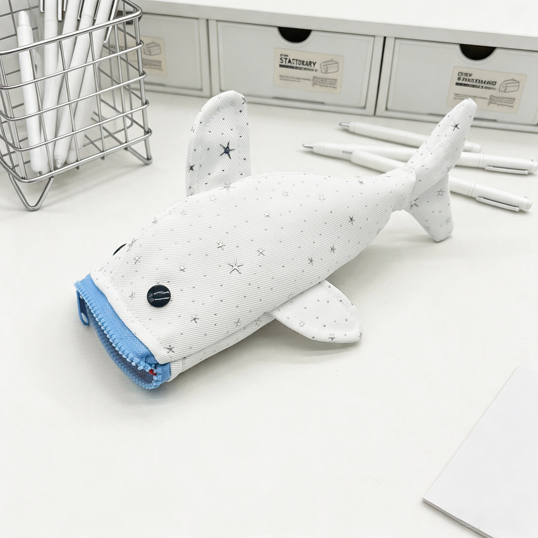 Plush Shark-Shaped Pencil Case Bowlift