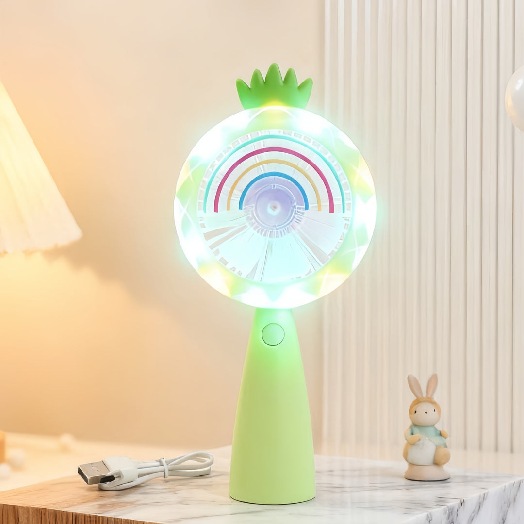 Women Portable USB Hand Fan with LED Lighting Bowlift