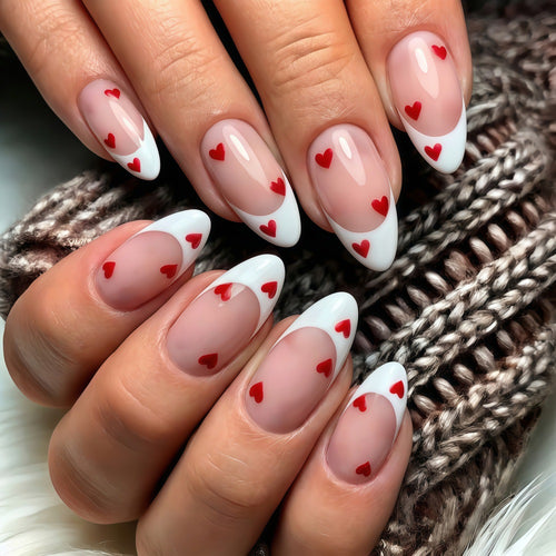 Artificial nails with romantic heart decorations Bowlift