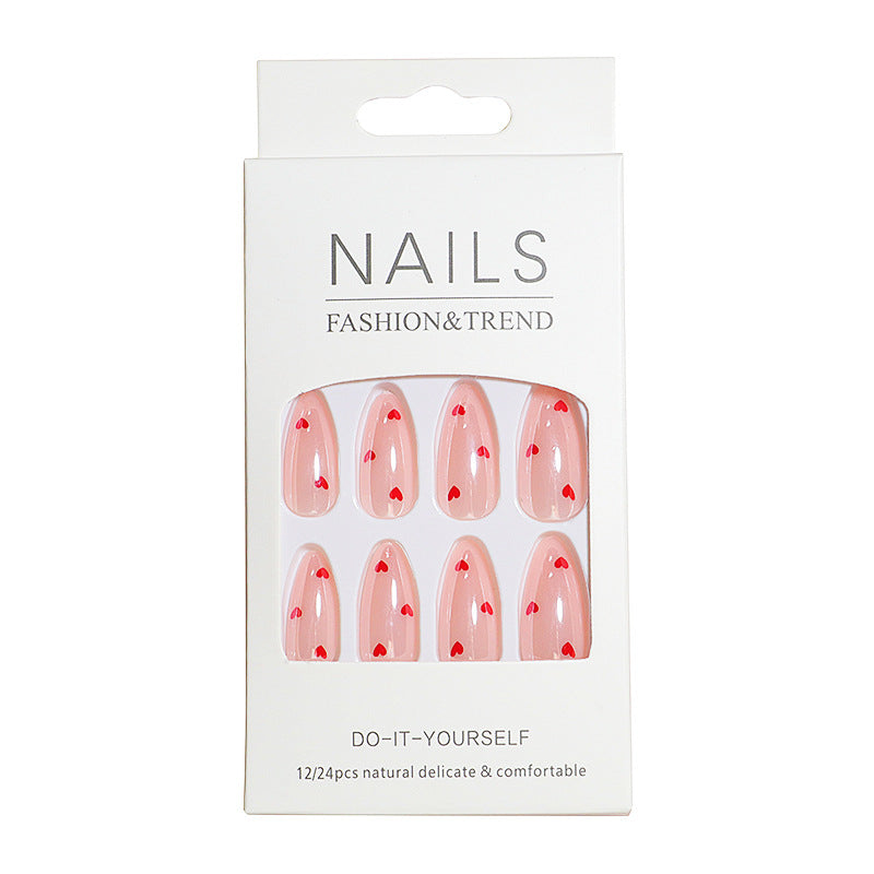 Heart-Printed Press-On Nail Set Bowlift