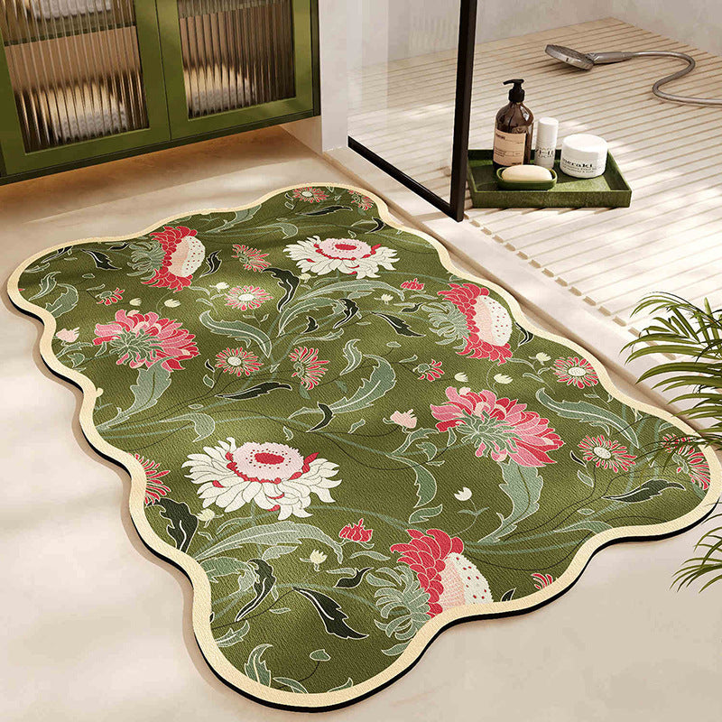 Floral Pattern Bath Mat Bowlift