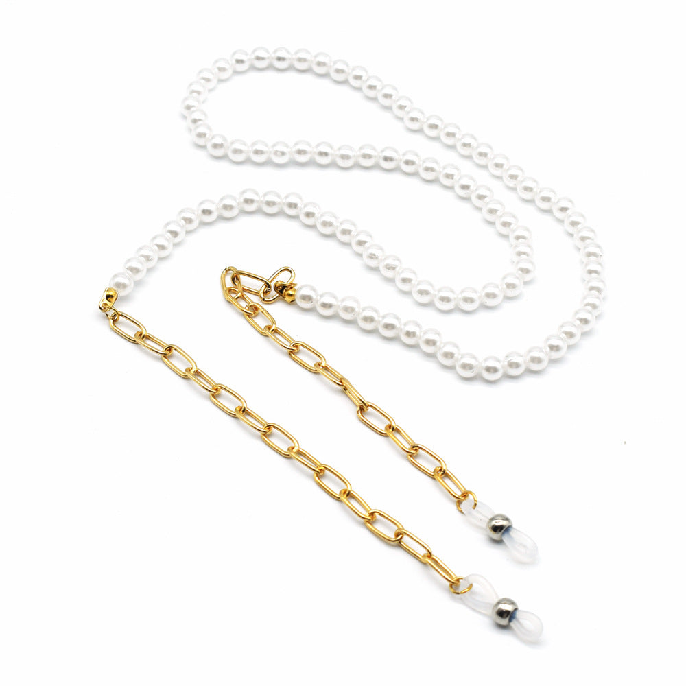 Elegant Pearl and Gold Chain Eyewear Holder Bowlift