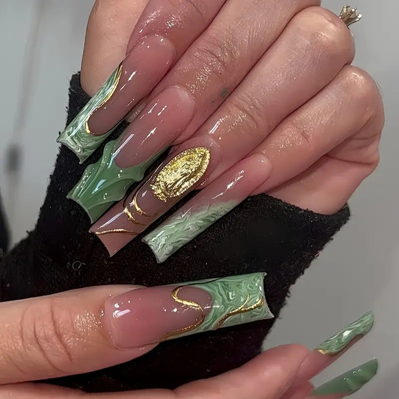 Luxe Marbled Press-On Nail Art Bowlift