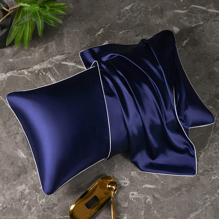 Mulberry Silk-Feel Satin Pillowcase Set with Piping and Hidden Zipper Bowlift