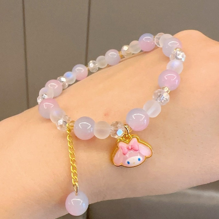 Playful bracelet with colorful glass beads and pendant Bowlift