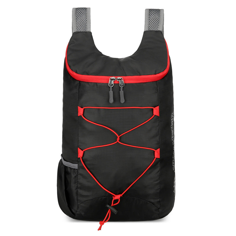 Women’s foldable lightweight day backpack with elastic front drawstring and side mesh pockets Bowlift