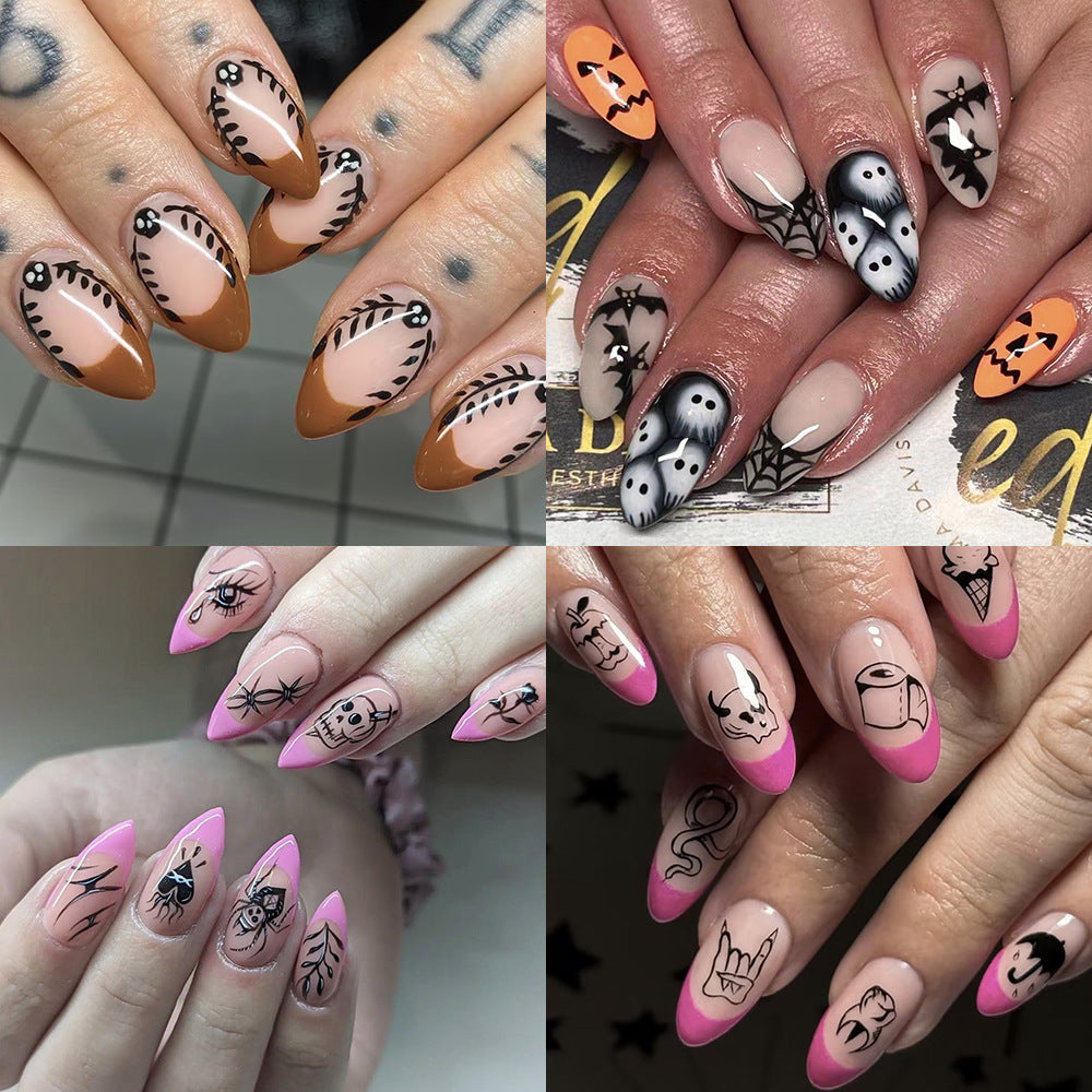 Artistic Halloween-Inspired Press-On Nail Set Bowlift