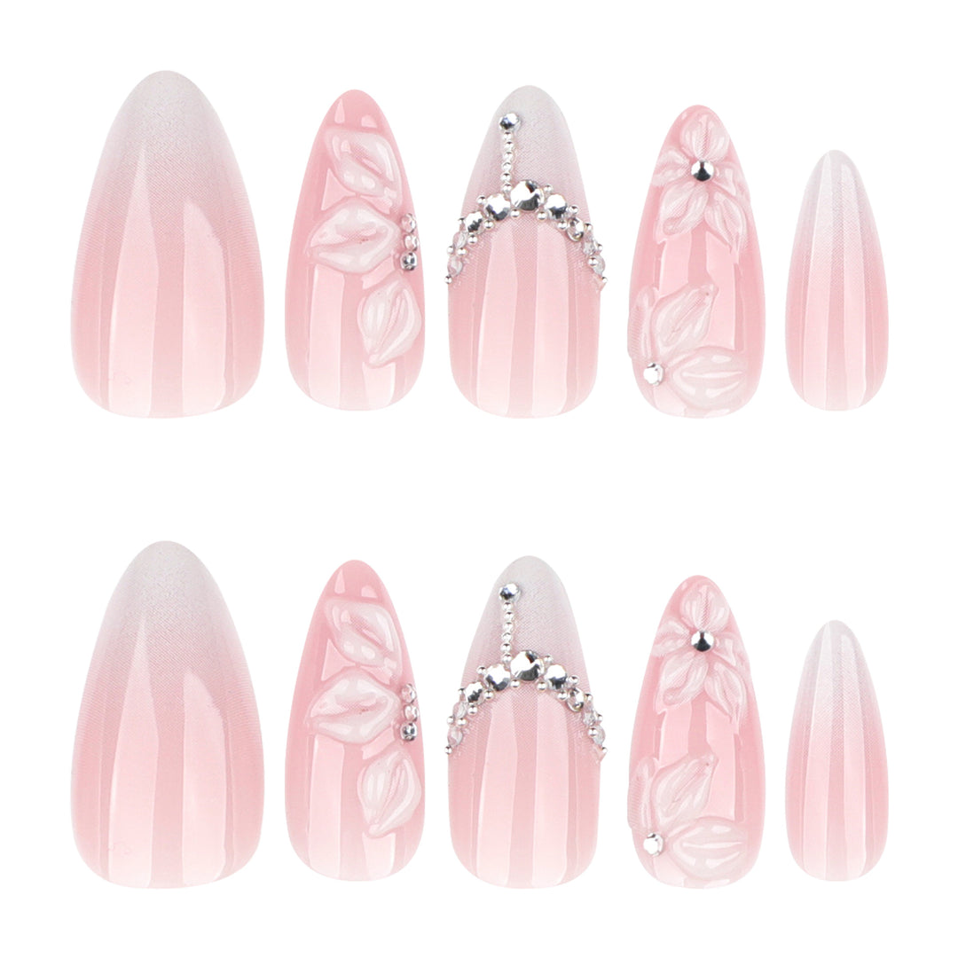 Acrylic Nail Extensions with Elegant Flower Design Bowlift