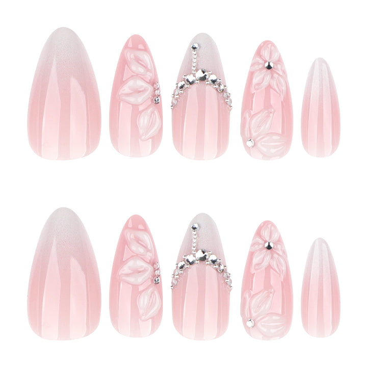 Acrylic Nail Extensions with Elegant Flower Design Bowlift