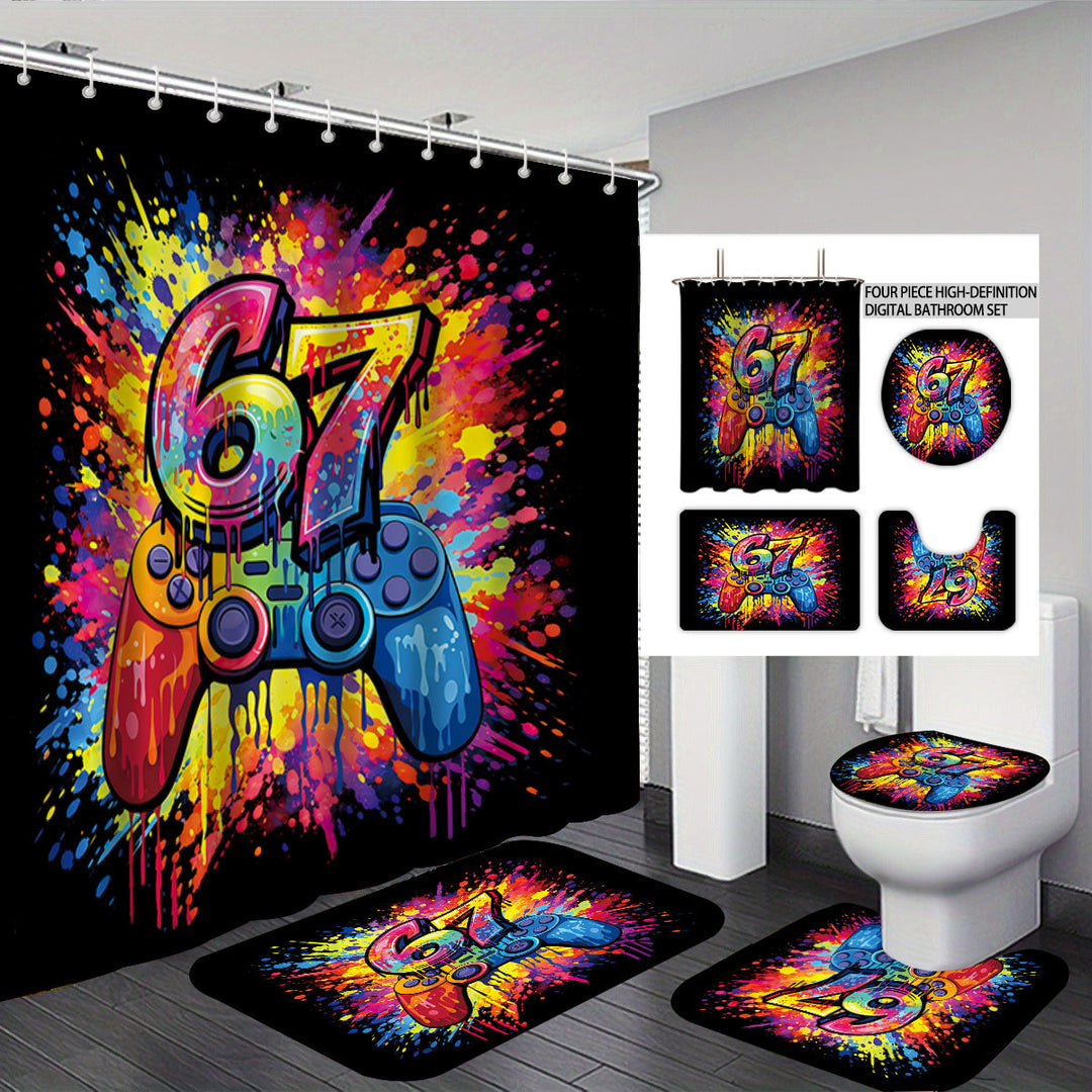 Digital Art-Themed Four-Piece Bathroom Set Bowlift