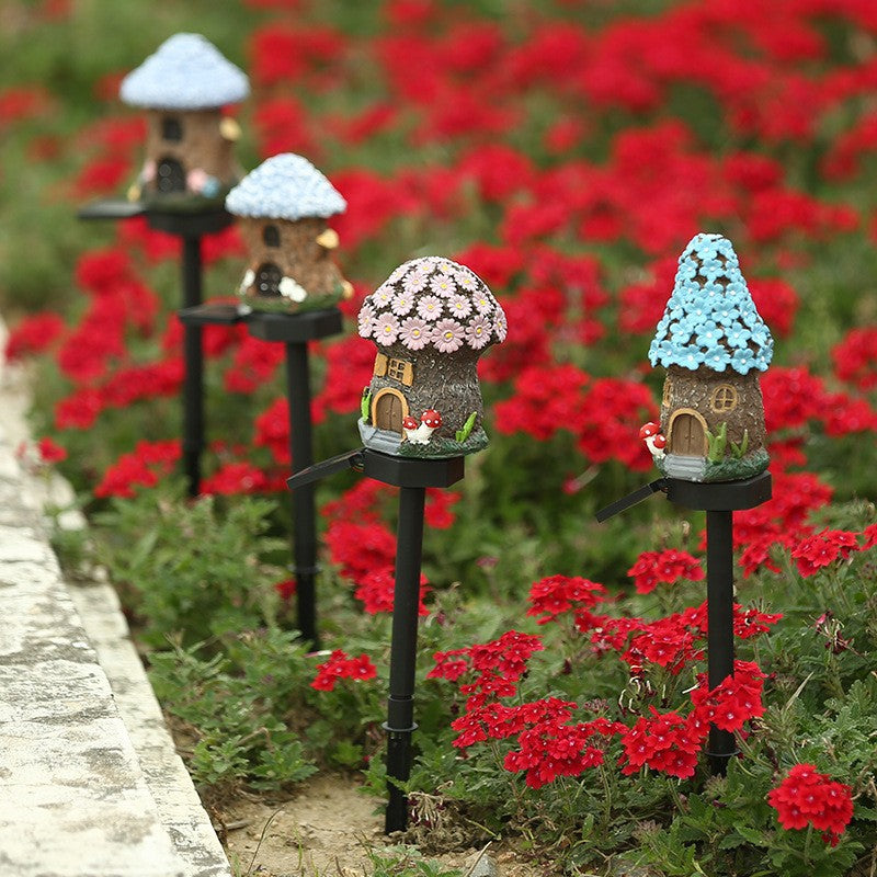 Solar Mushroom House Garden Stake Light With Rechargeable Battery Bowlift