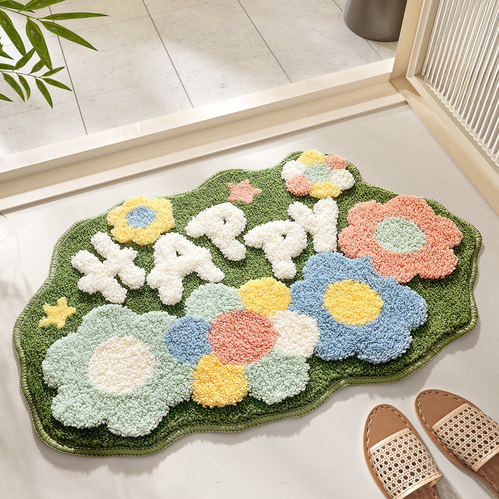 Floral Patterned Bathroom Mat