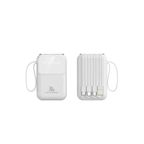 Portable power bank with integrated charging cables and smart charging status display Bowlift