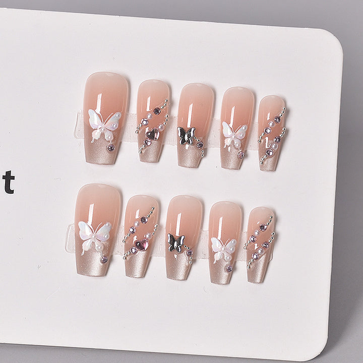 Elegant Floral-Embellished Press-On Nail Extensions Bowlift