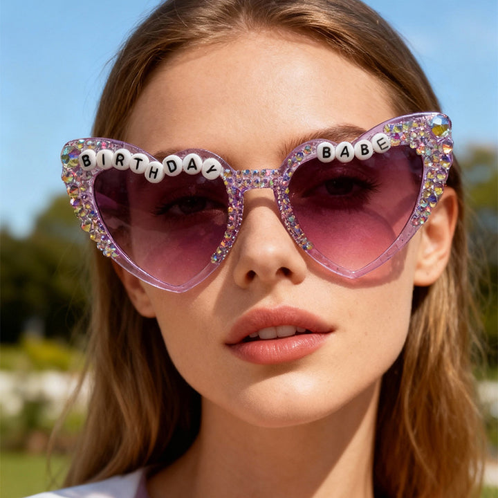 Birthday-Themed Heart-Shaped Sunglasses Bowlift