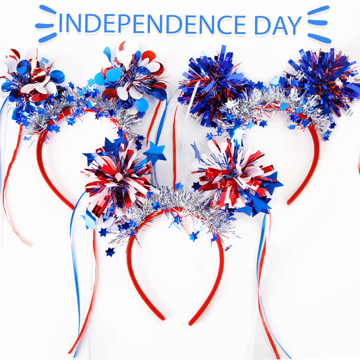 Unisex nan glittering party headband with tinsel pom-poms and star decoration Bowlift
