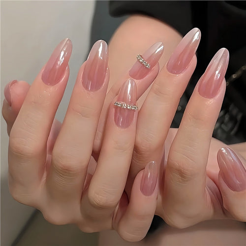 Elegant Stiletto Press-On Nail Art with Gem Accents Bowlift