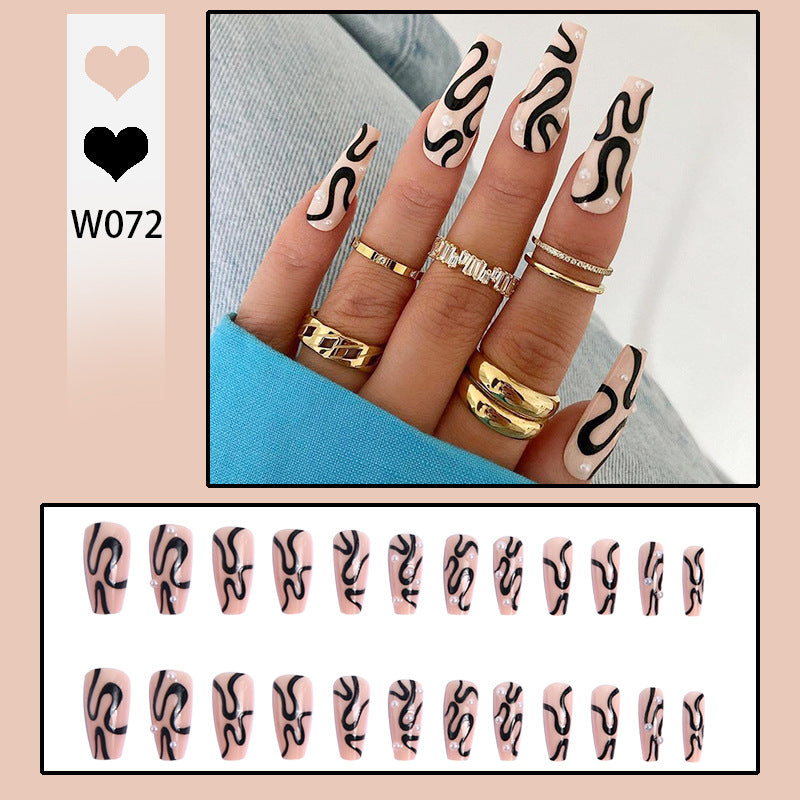 Artificial nails with creative lines design Bowlift