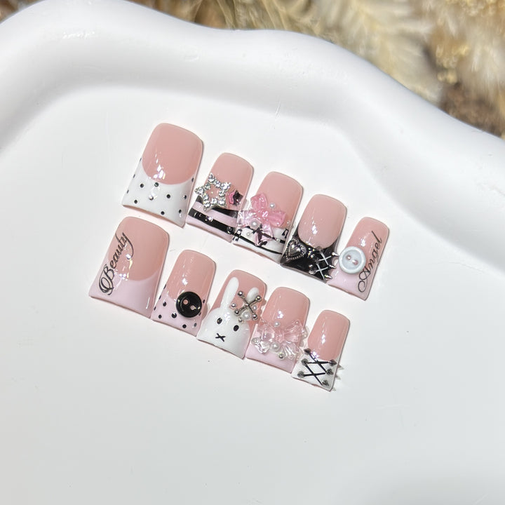 Artistic Designer Press-On Nail Set Bowlift