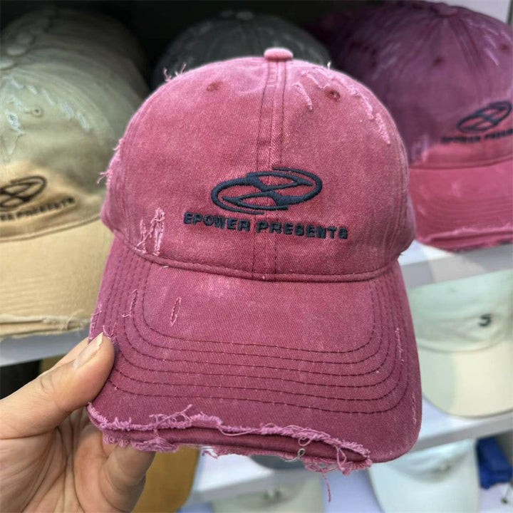 Unisex Distressed Cotton Baseball Cap Bowlift