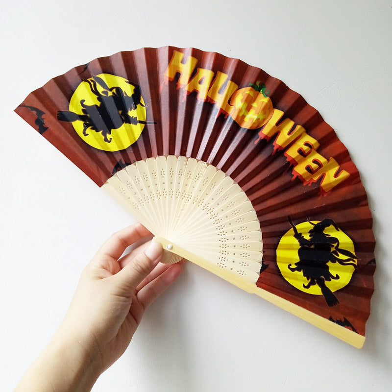 Women's Halloween costume fan with unique lettering Bowlift