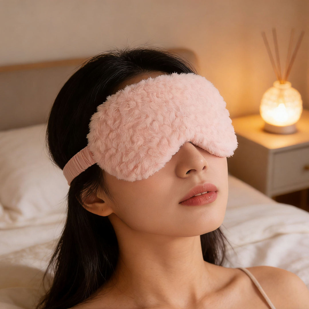 Women's luxury sleep mask with voluminous faux fur cover and softly padded eye area Bowlift