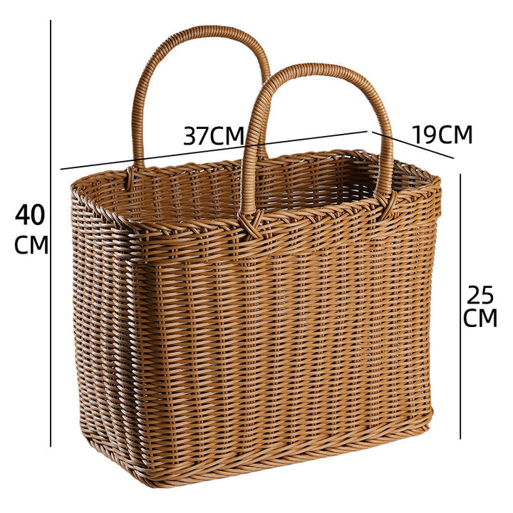 Unisex Handwoven Shopping Basket with Two Handles Bowlift