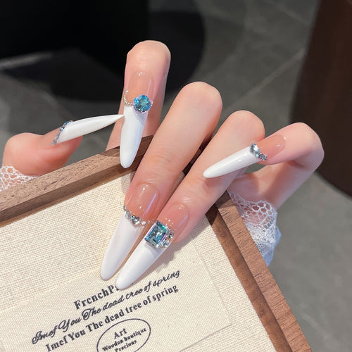 Elegant Gem-Accented Press-On Nail Extensions Bowlift