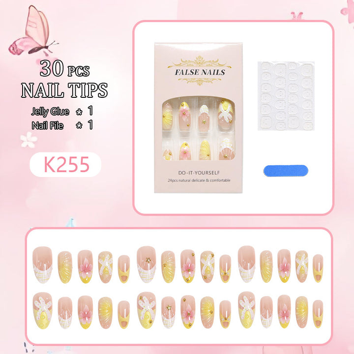 Artificial nails with floral glitter pattern Bowlift