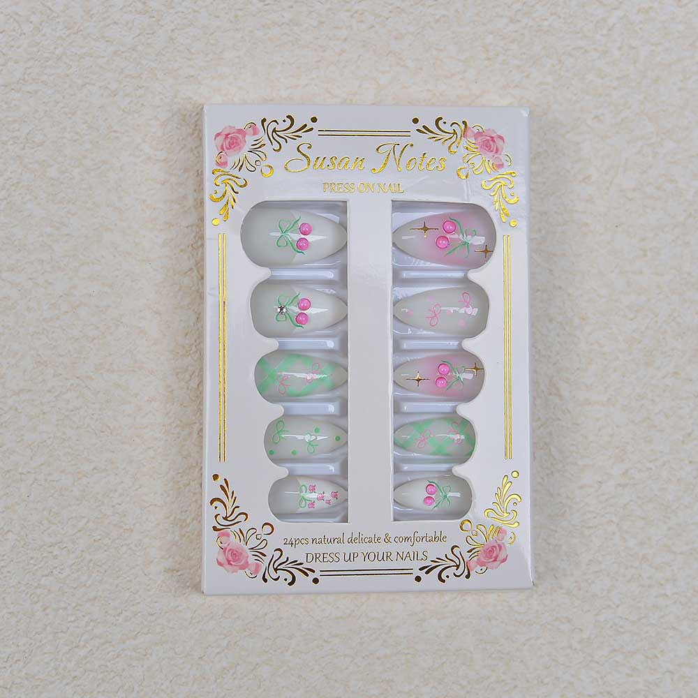 Elegant Floral Art Press-On Nail Set Bowlift