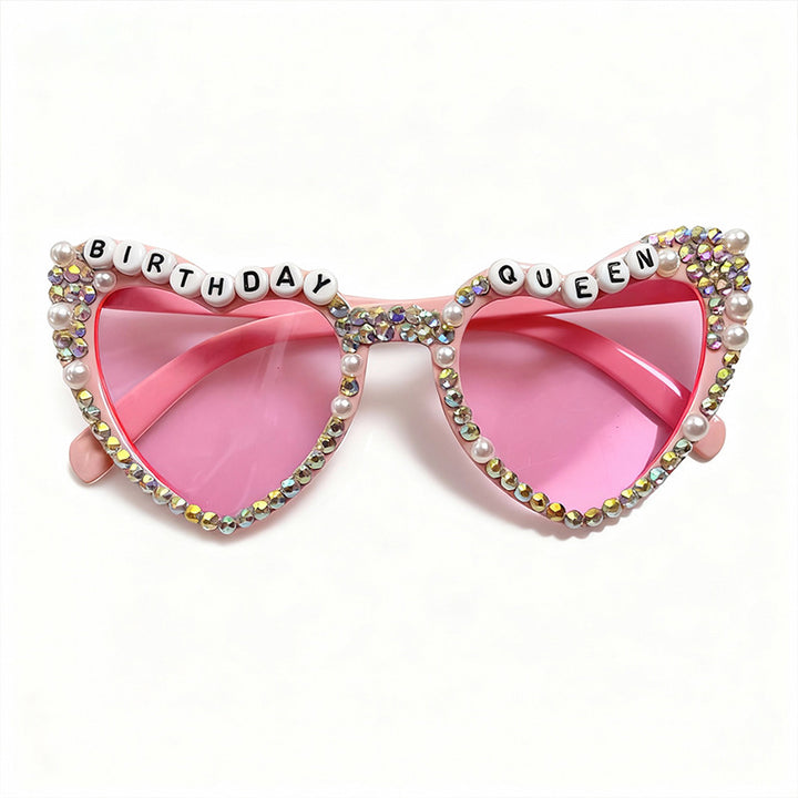 Decorative Rhinestone-Embellished Heart-Shaped Sunglasses Bowlift