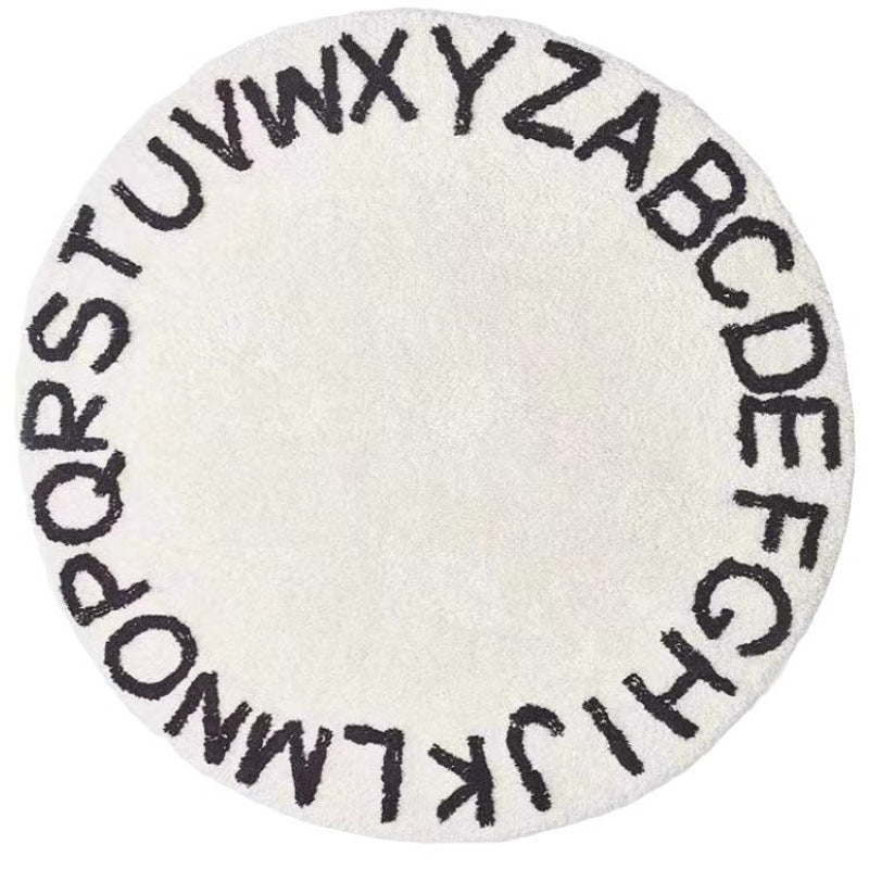 Round Alphabet Playroom Rug Soft Non-Slip Educational Floor Mat Bowlift