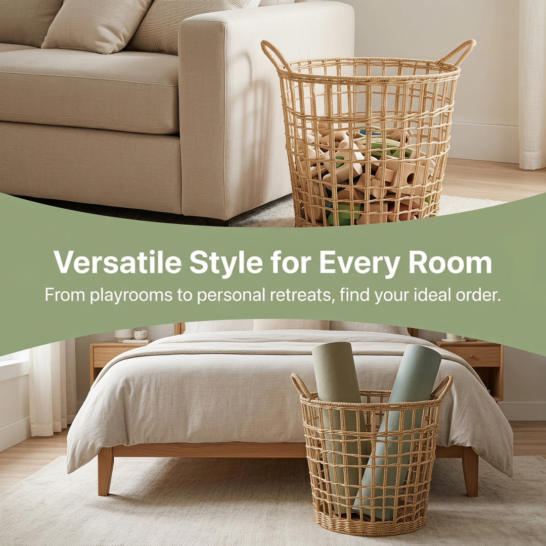 Stylish storage basket made of natural material Bowlift