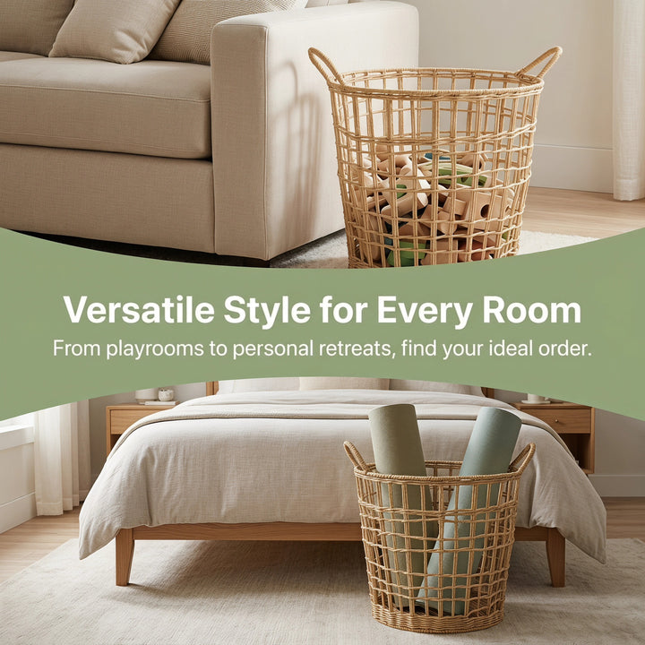 Stylish storage basket made of natural material Bowlift
