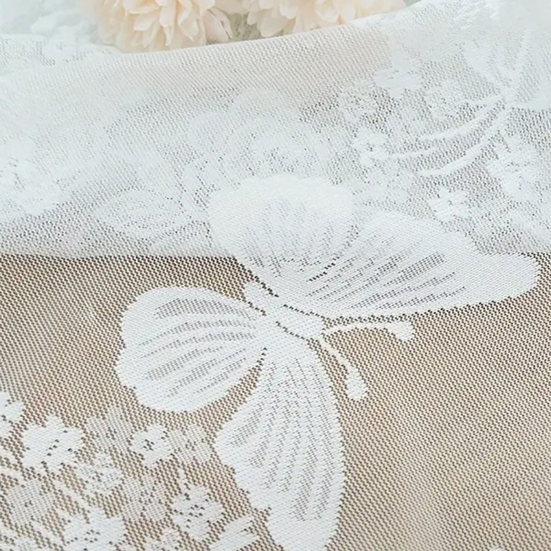 Floral Embroidered Sheer Window Curtains
