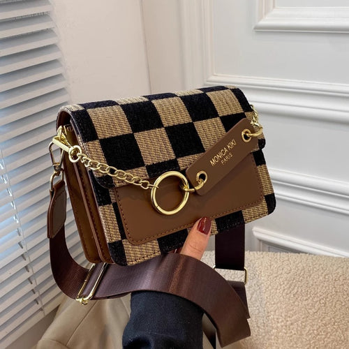 Stylish Checkered Crossbody Bag Bowlift