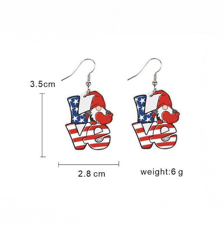 Women's handmade acrylic earrings can holder with patriotic flag motif and fish hook closure Bowlift